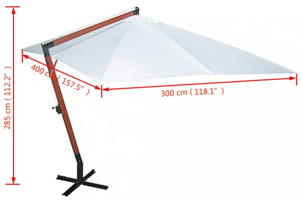 fehér napernyő 300 x 400 cm