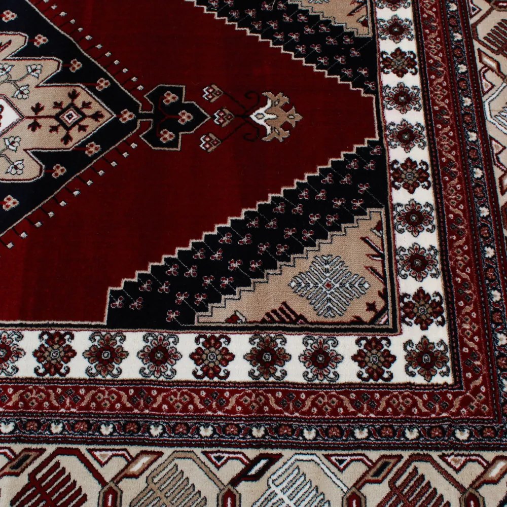 Gépi perzsa szőnyeg bordó Turkmen 140x200 klasszikus nappali szőnyeg