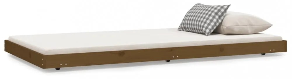 mézbarna tömör fenyőfa ágykeret 80 x 200 cm