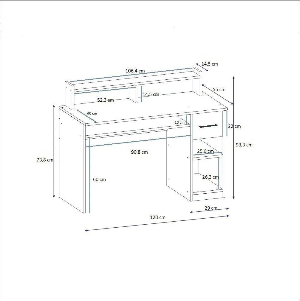 Eslem Anthracite íróasztal