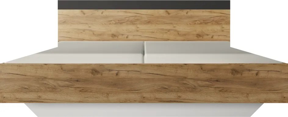 Dupla ágy, 180x200,  tölgy artisan/antracit, GABRIELA