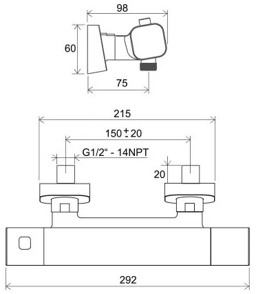 Ravak X070154 - FREE termosztátos zuhanycsaptelep fekete