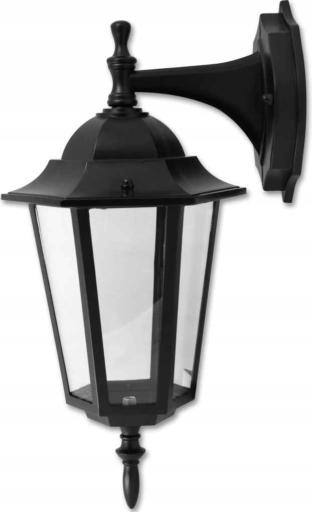 Homlokzati Kerti Fali Lámpa Kültéri Fekete IP44 E27 Alu+üveg Fekete