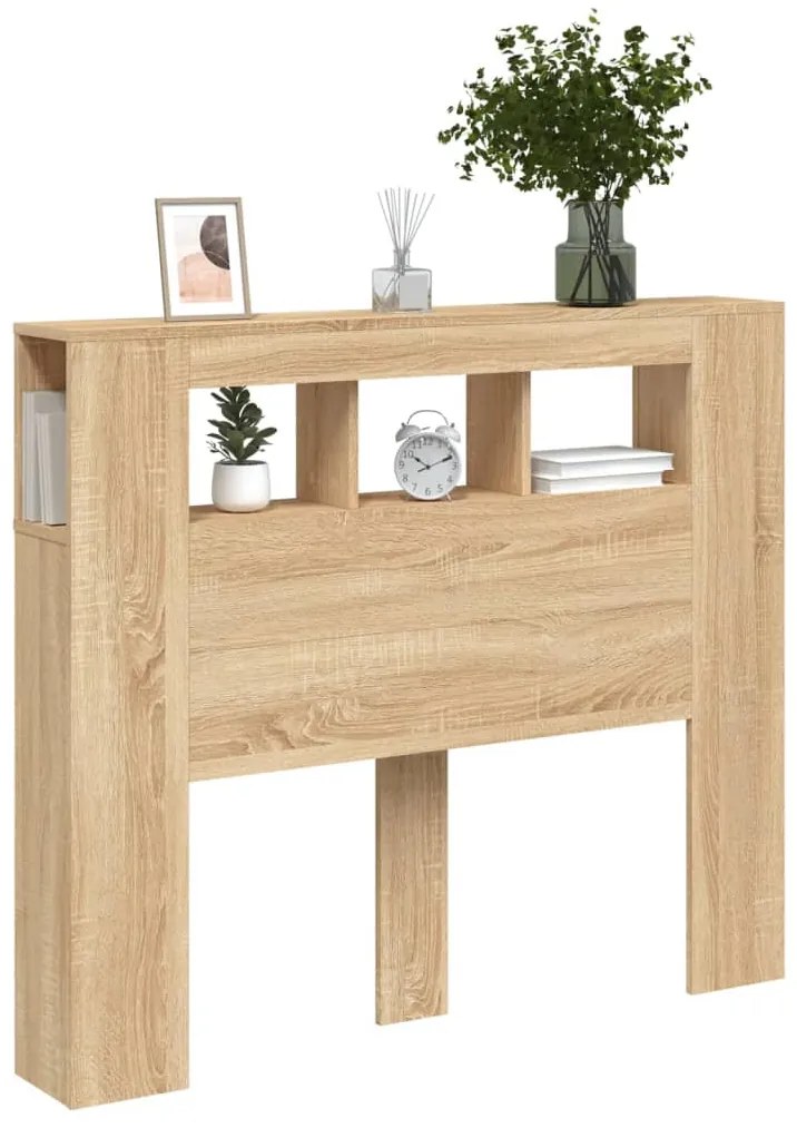 sonoma tölgy színű szerelt fa LED-es fejtámla 120x18,5x103,5 cm