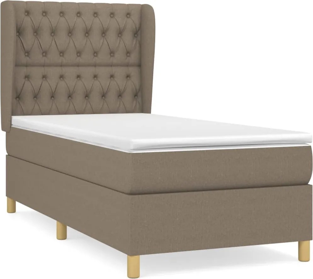 vidaXL tópszínű szövet rugós ágy matraccal 90 x 200 cm