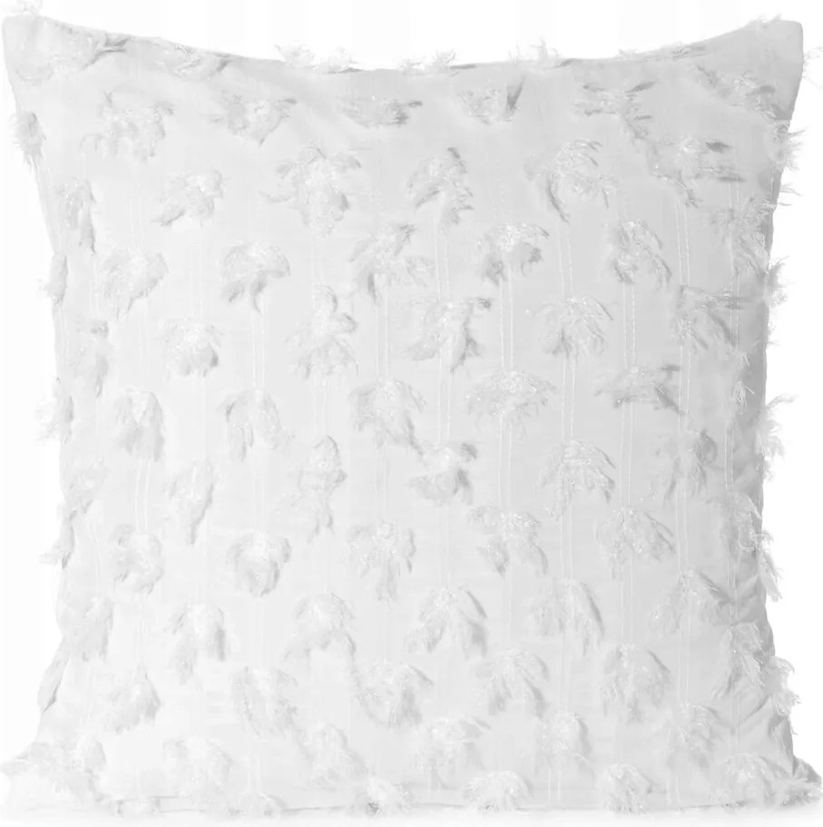 Dekorációs párnahuzat Aurelia 45x45 fehér pomponok fényes cérnával