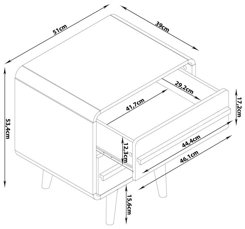 Fekete-natúr színű éjjeliszekrény Chantal – Støraa