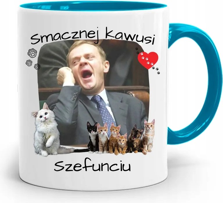 Donald Tusk Kék Bögre Platform Ajándék fényképes nyomtatással