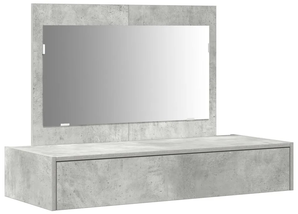 Fali Akasztós Sminkasztal Beton Szürke 100x40x70 cm