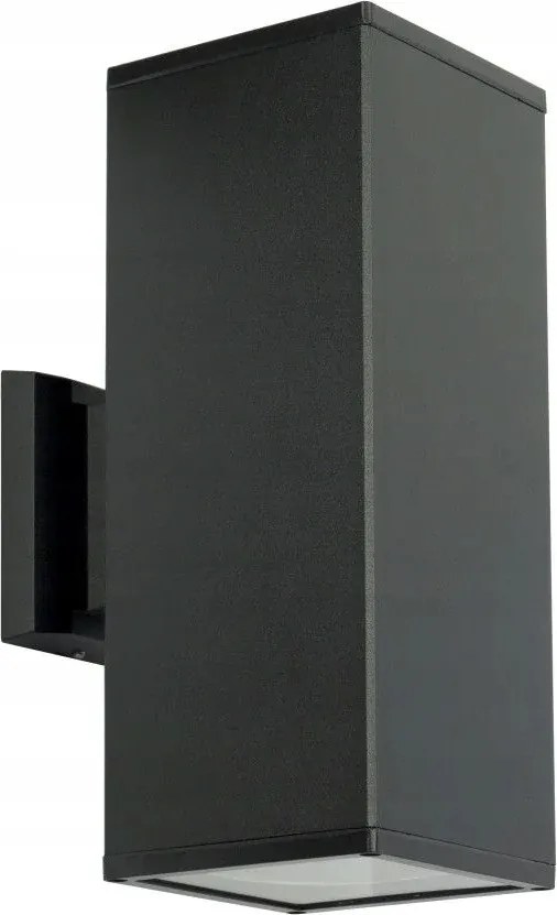 Kültéri fali lámpa fekete cső téglalap alakú 30 cm felső alsó Su-ma