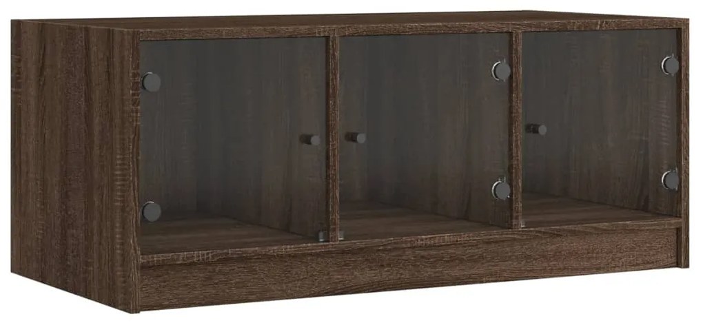 Barna tölgyszínű dohányzóasztal üvegajtókkal 102 x 50 x 42 cm