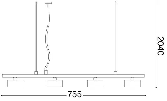 Ideal Lux - LED Csillár zsinóron MINOR 4xGX53/9W/230V 75,5 cm fekete