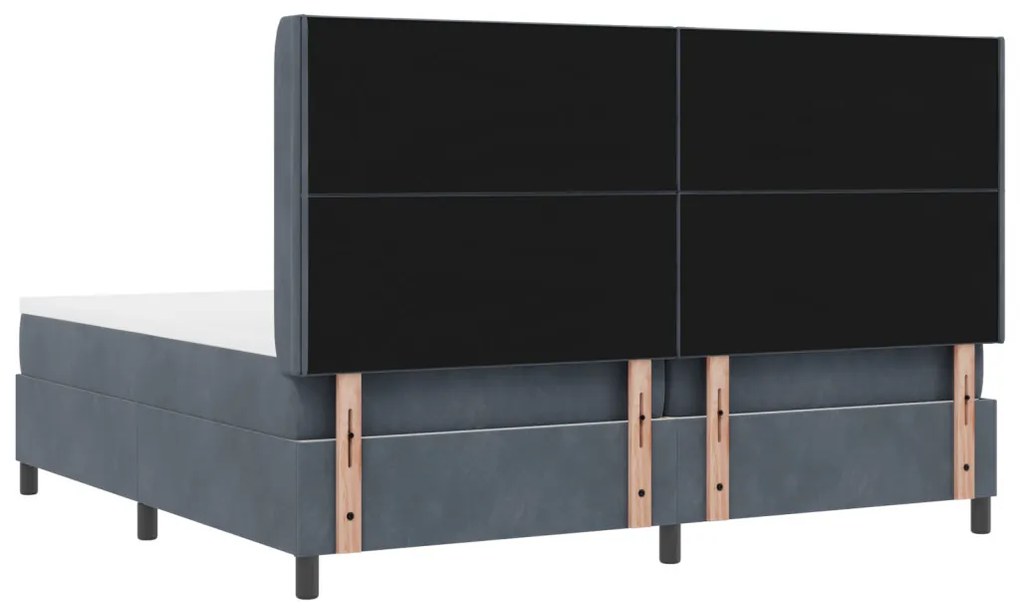vidaXL Boxrugós ágy fejtámlával Sötétszürke 200 x 200 cm Bársony
