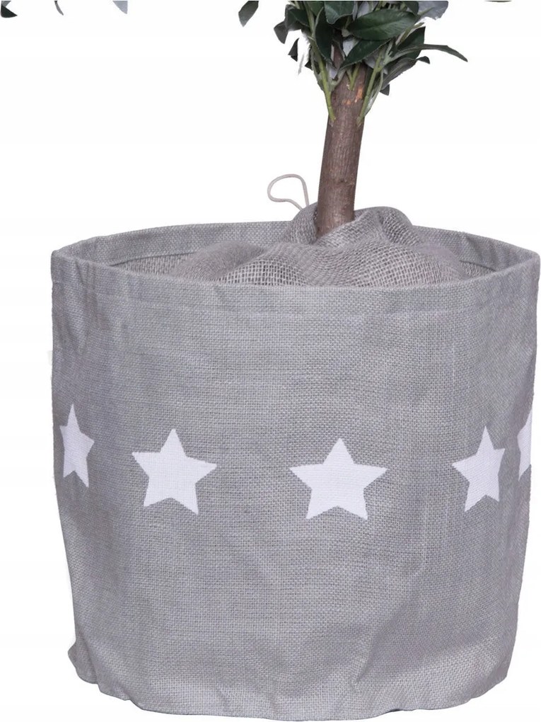 Juta virágtartó fedél, juta virágtartó, csillagsor 22,5 x⌀27,5cm szürke