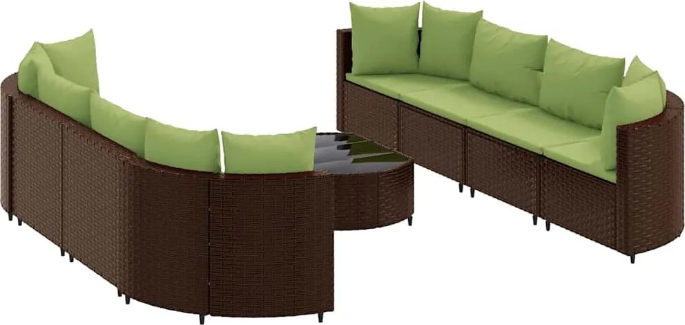vidaXL 9 részes barna polyrattan kerti ülőgarnitúra párnákkal