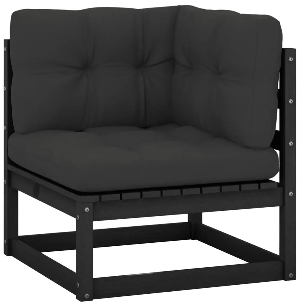 vidaXL tömör fenyőfa kerti sarokkanapé antracitszürke párnákkal