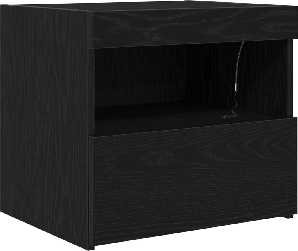 vidaXL Éjjeliszekrény fiókkal Fekete tölgy 50 x 40 x 45 cm Faanyag