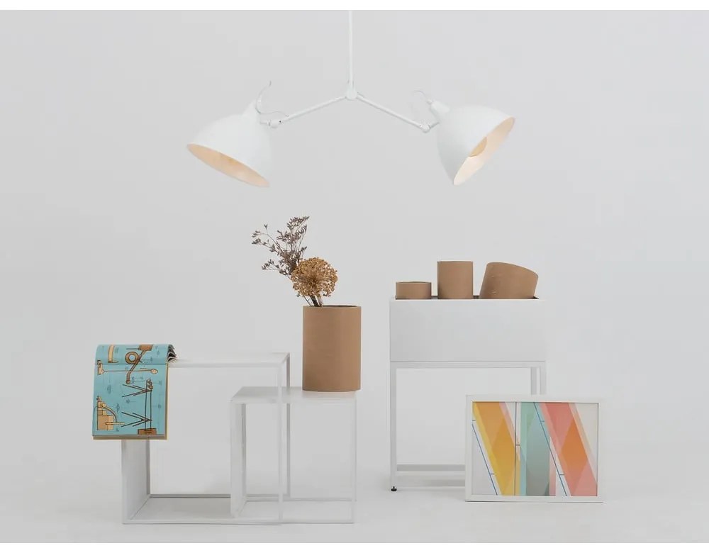 Fehér függőlámpa fém búrával 104x104 cm Coben - CustomForm