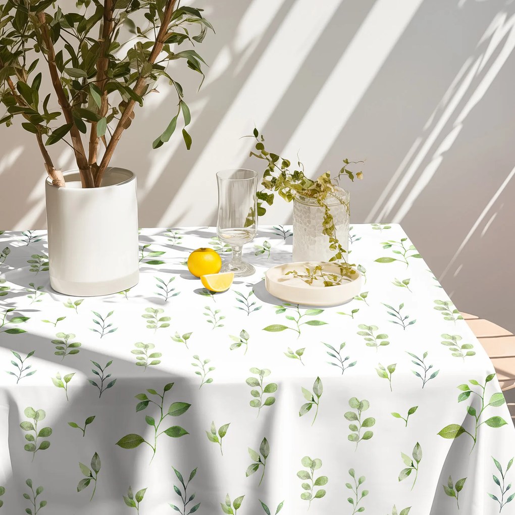 Goldea teflonos asztalterítő - eukaliptusz levelek 100 x 100 cm