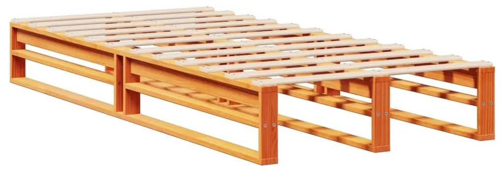 viaszbarna tömör fa könyvespolcos ágy matrac nélkül 90 x 200 cm