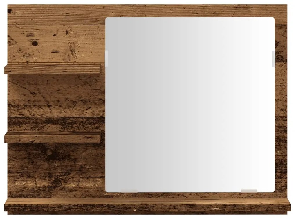 antik fa színű tükrös fürdőszobaszekrény 60 x 10,5 x 45 cm