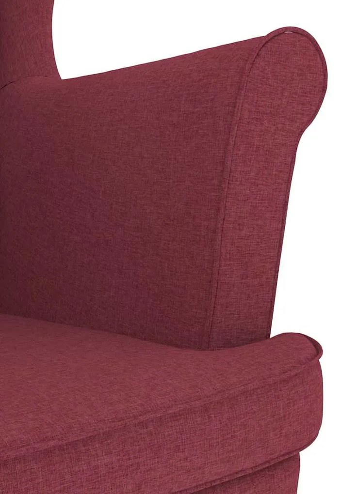 bordó szövet fotel lábzsámollyal