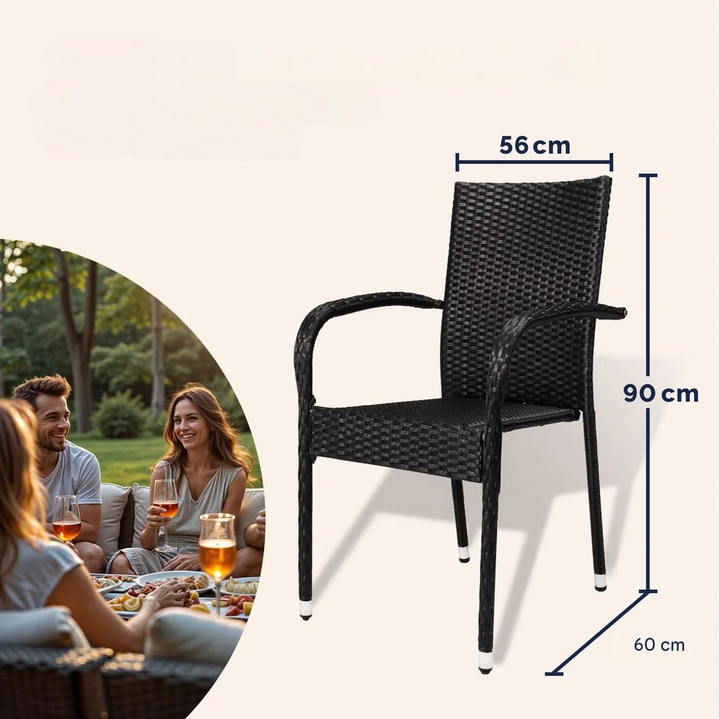 Deuba Comfort rattan székek 4 darabos - fekete