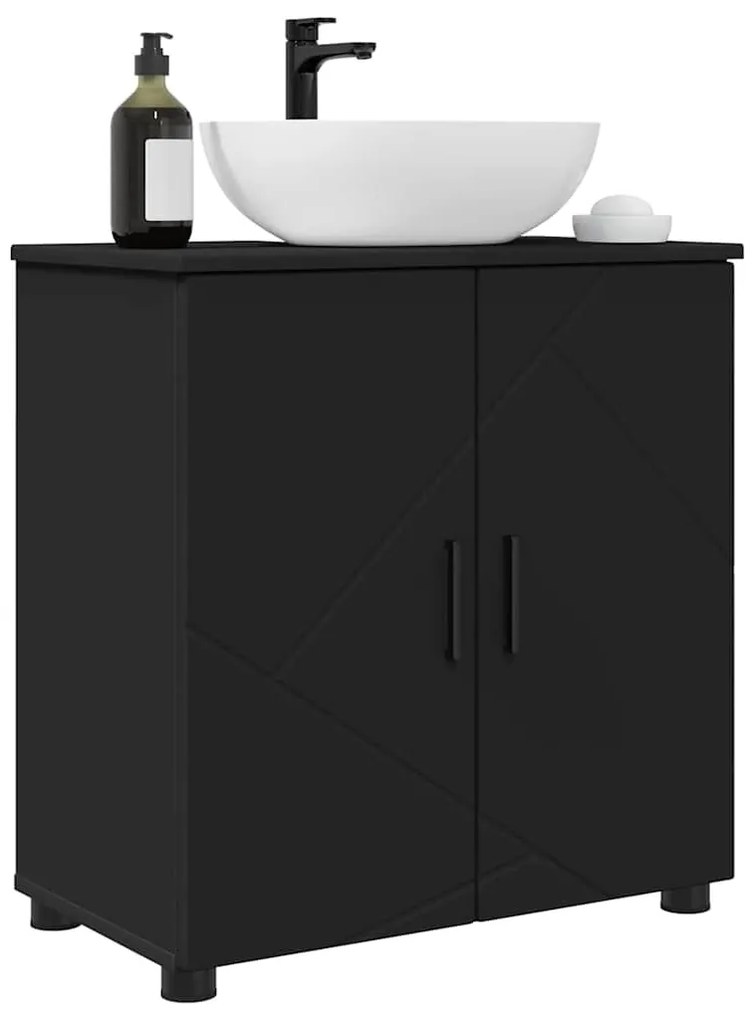 Fürdőszoba Székény polcokkal Fekete 61 x 35 x 64 cm Faanyag