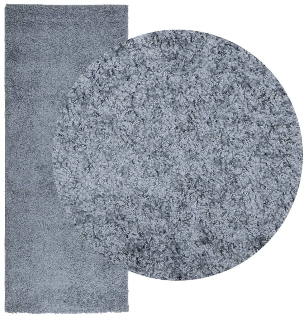 PAMPLONA kék magas szálú bolyhos modern szőnyeg 80 x 200 cm