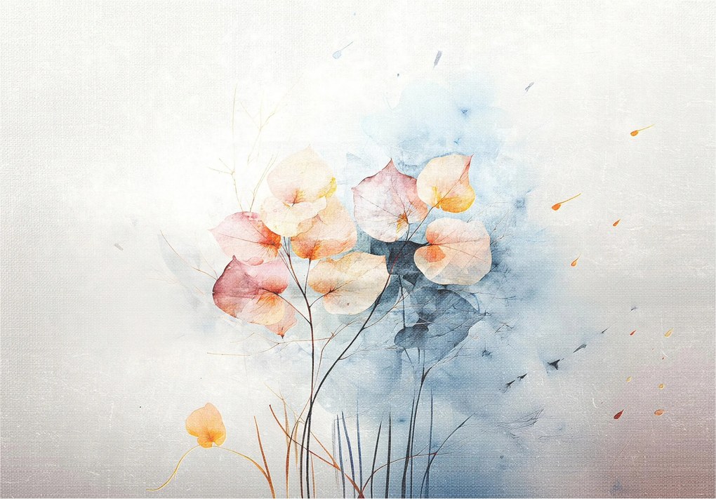 Fotótapéta flizelina Akvarell Virágok Világos háttér Finomság 200x140 +ragasztó