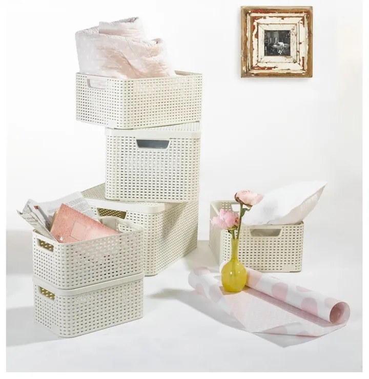 Krémszínű műanyag tárolódoboz 29x39x17 cm Style – Curver