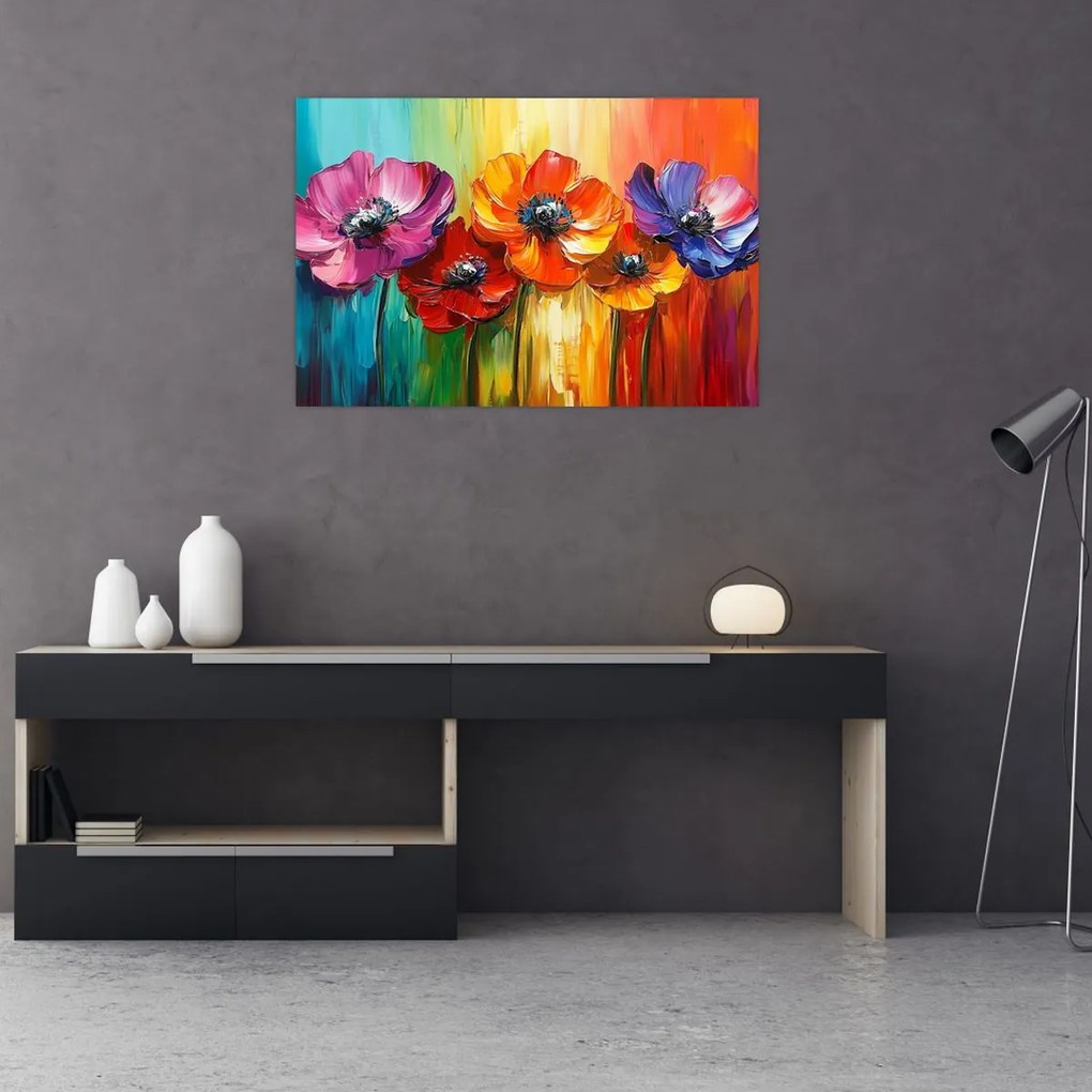 Kép - Öt színes virág (90x60 cm)
