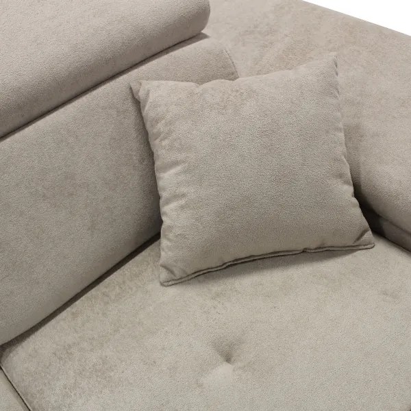 CASTELO L-alakú, jobbos sarokkanapé kihúzható ággyá alakítható funkcióval és tárolóval — szürke