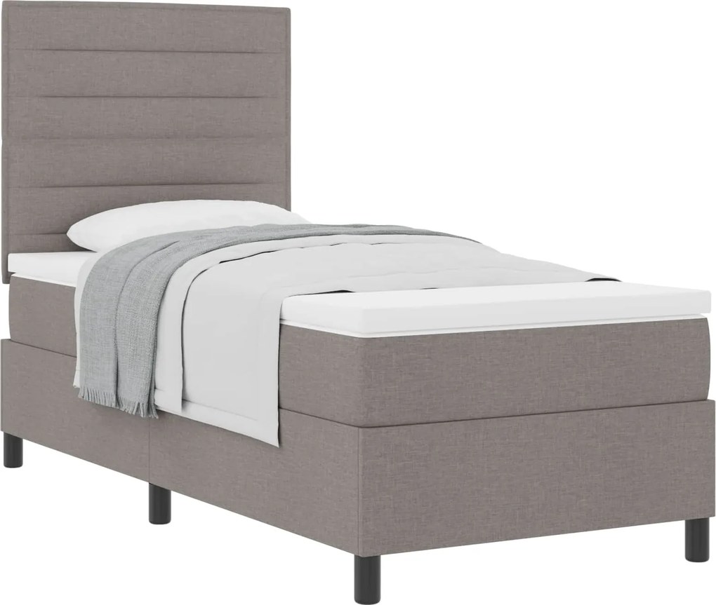 vidaXL Boxrugós ágy matracmal fejtámlával Tópszínű 80 x 200 cm szövet
