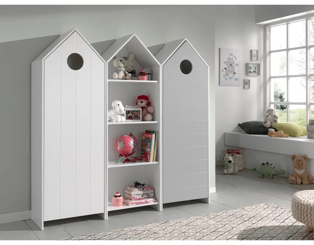 Fehér-világosszürke nyitott gyerek ruhásszekrény 173x171,5 cm CASAMI – Vipack