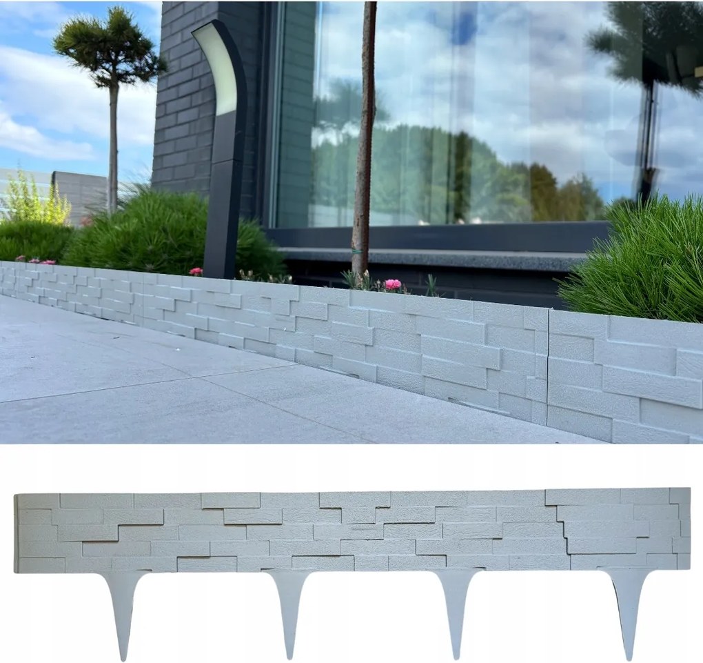 Palisada gyepszegély Stone 0,8mb szürke Kerti dekoráció