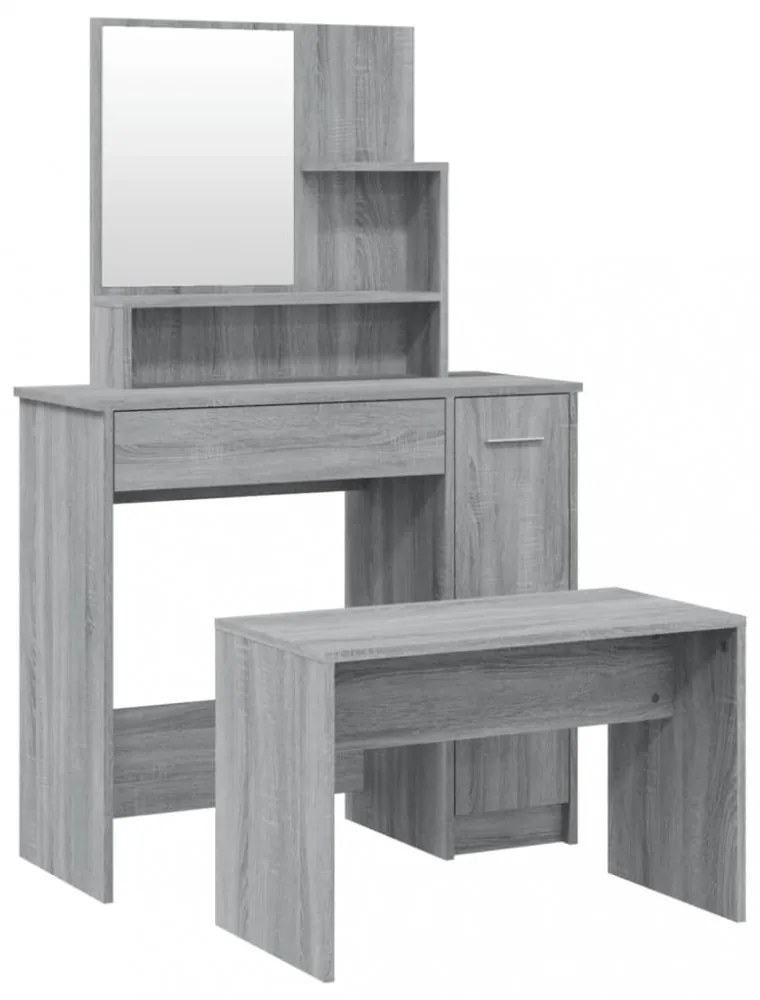 szürke sonoma színű fésülködőasztal-szett 86,5 x 35 x 136 cm