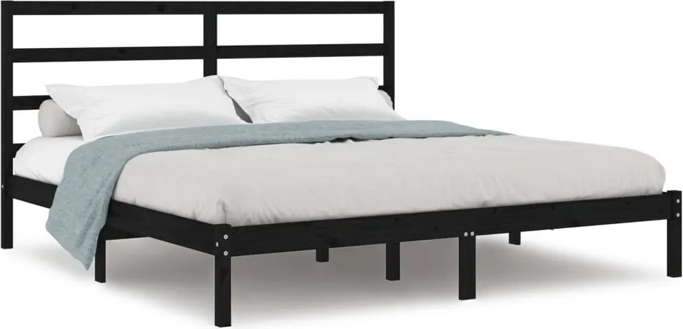 vidaXL fekete tömör fenyőfa ágykeret 200 x 200 cm