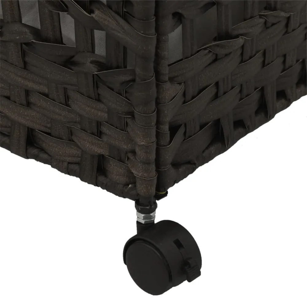 sötétbarna rattan szennyeskosár kerekekkel 66x35x60 cm
