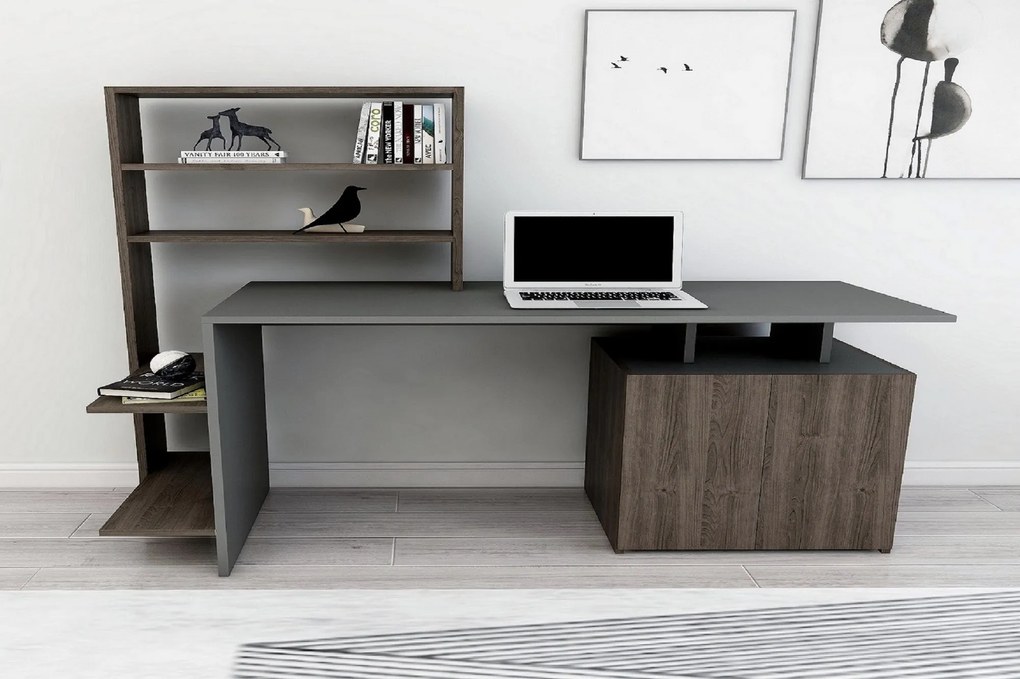 Íróasztal Melis - Walnut, Anthracite
