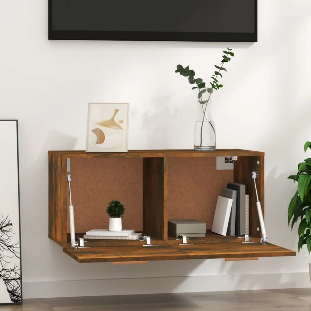füstös tölgy színű szerelt fa faliszekrény 80 x 35 x 36,5 cm