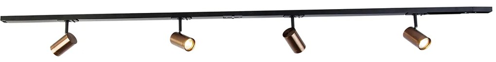Modern 1 fázisú sínrendszer 4 spotlámpával sötét bronzban - Jeana