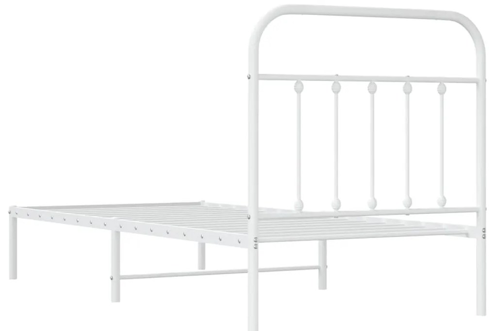 fehér fém ágykeret fejtámlával 90x200 cm