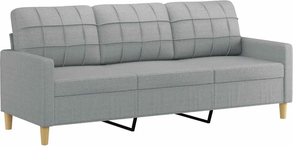 vidaXL 3 személyes világosszürke szövet kanapé 180 cm