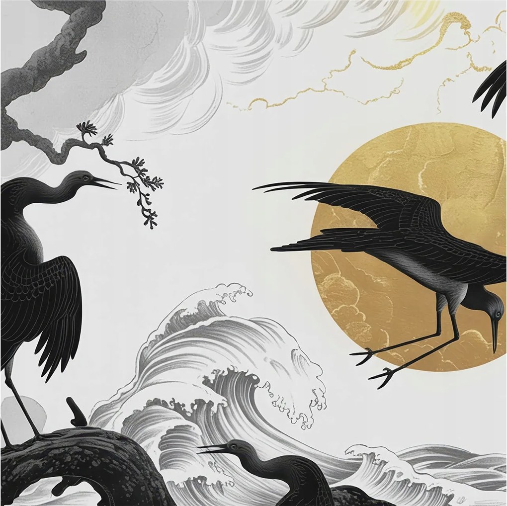 Design fotótapéta Flizelin falra Fekete darvak 250x250 Ragasztó