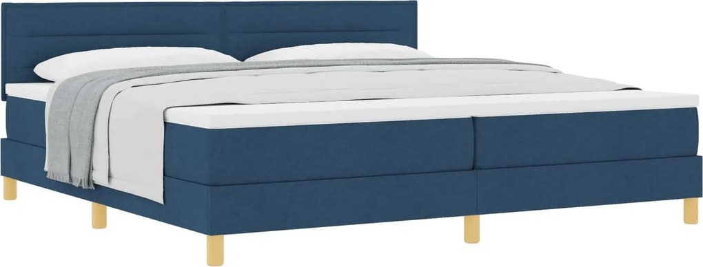 vidaXL Boxrugós ágy matracmal fejtámlával Kék 200 x 200 cm szövet