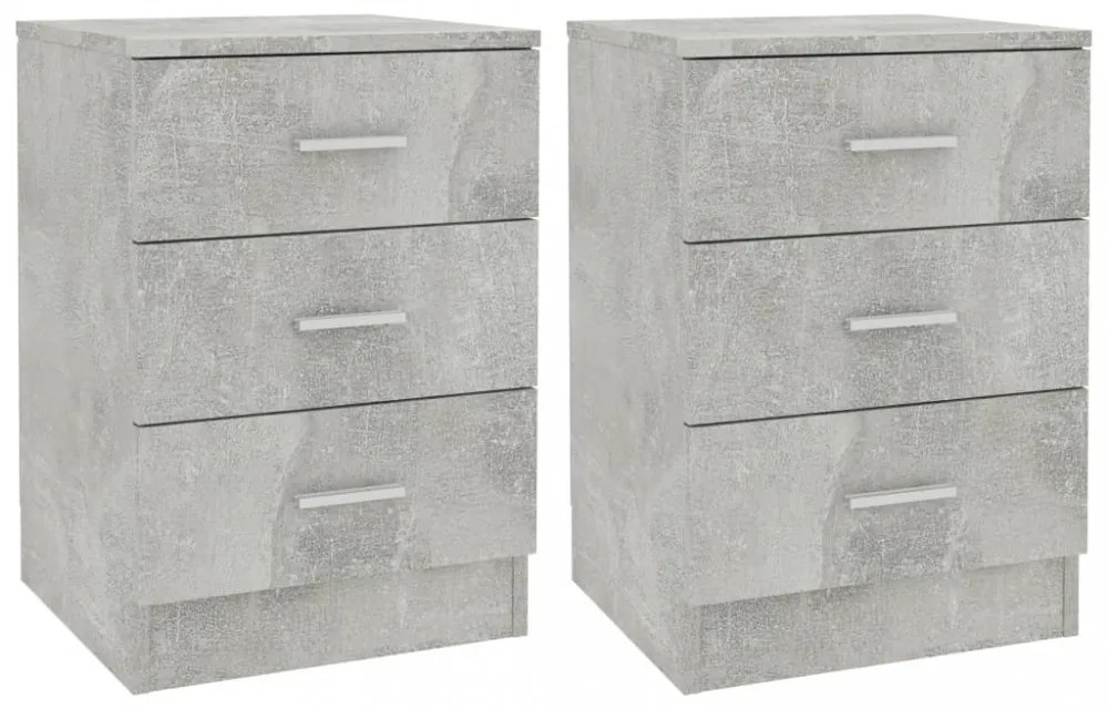 2 db betonszürke szerelt fa éjjeliszekrény 38 x 35 x 56 cm