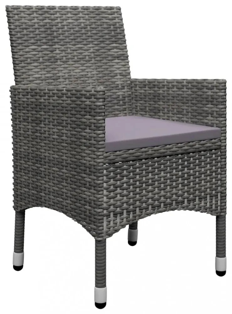 3 részes szürke polyrattan és akácfa bisztrószett