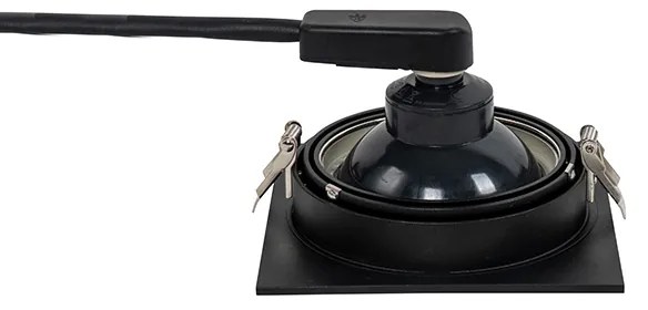 Négyzet alakú süllyesztett spotlámpa fekete állítható - Chuck 111