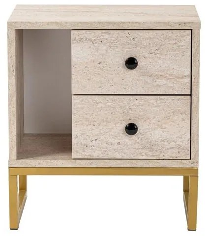 Éjjeliszekrény Glimmer - Travertine, Arany